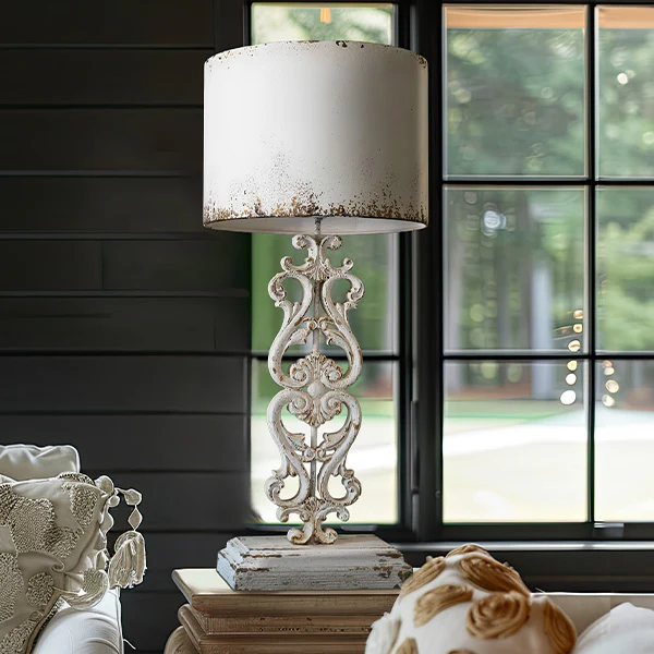 Cottage Core Table Lamp with Metal Shade