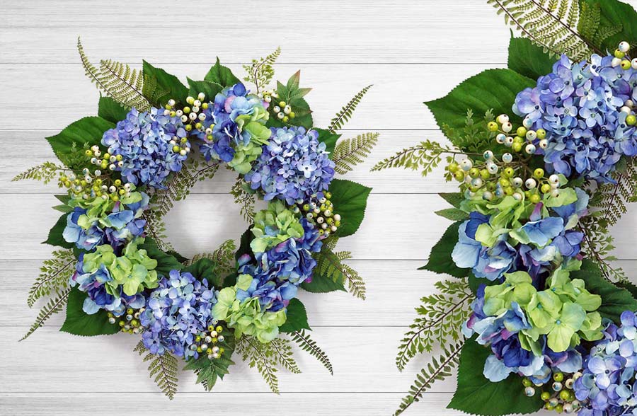 Lush Lifelike Hydrangea Wreath
