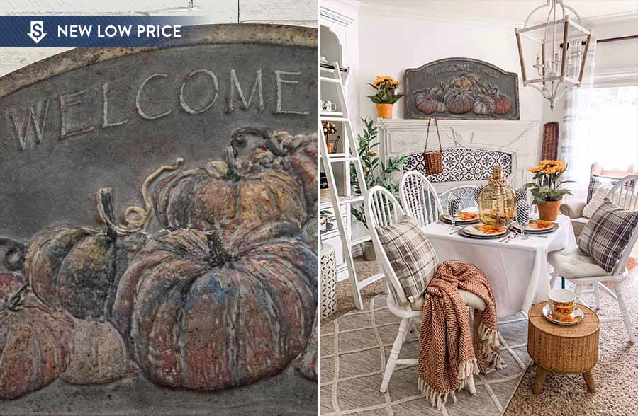 HUGE Welcome Fall Embossed Vintage Sign