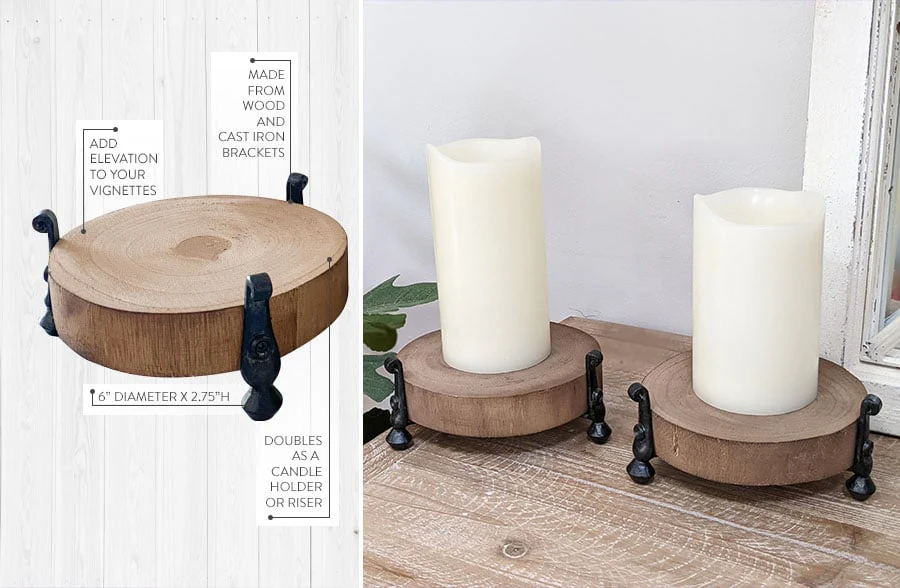 Wooden Candle Risers, Set of 2