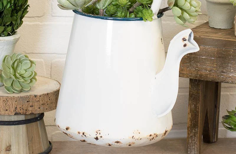 Enamel Hanging Watering Can Planter