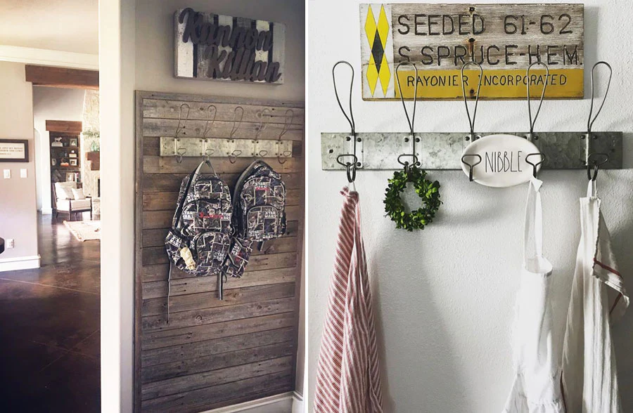 Vintage Locker Room Wall Hooks, Pick Your Size