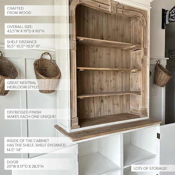 Giant Distressed Farmhouse Hutch Cabinet