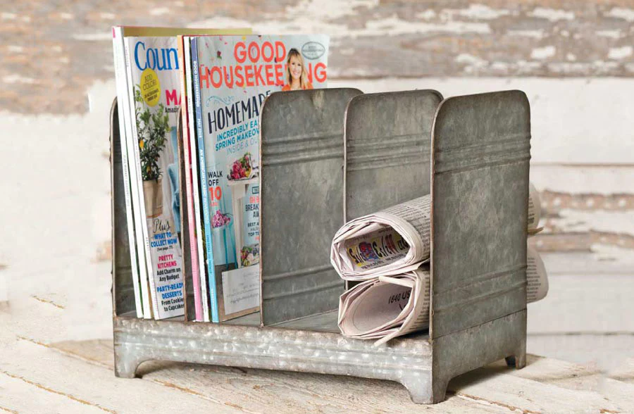 Galvanized Metal Magazine Rack