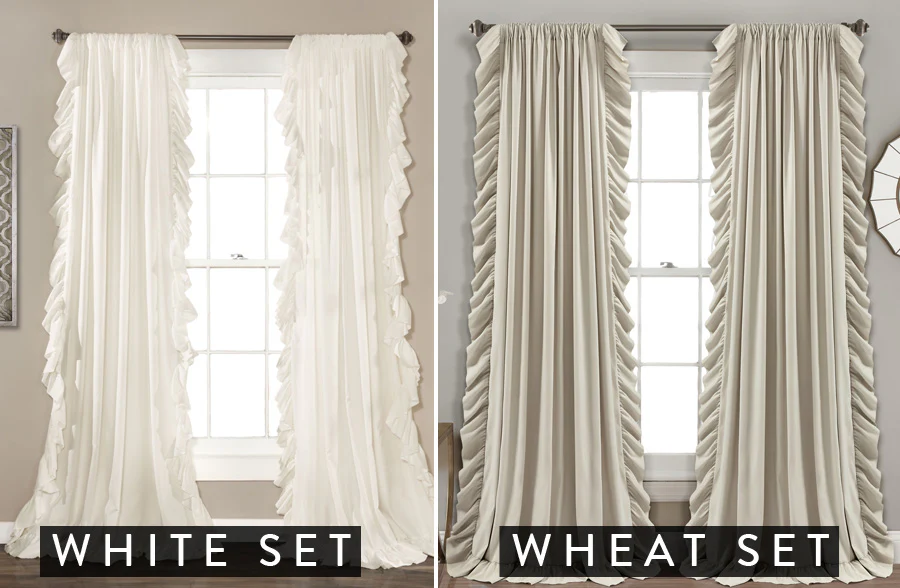Ruffle Edge Curtain Panel Set, Pick Your Style