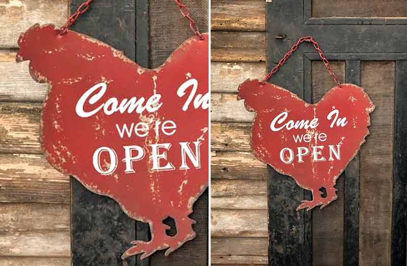 Metal Chicken Open/Close Sign