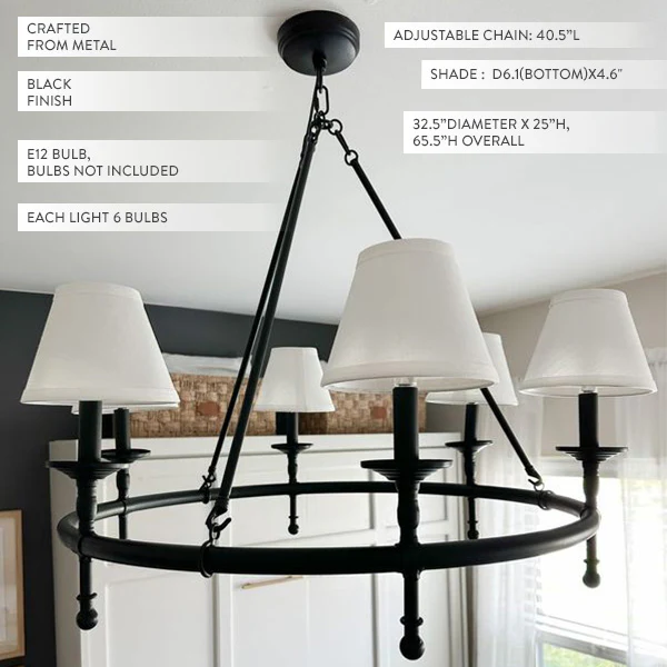 Refined Farmhouse 6 Light Chandelier with Shades