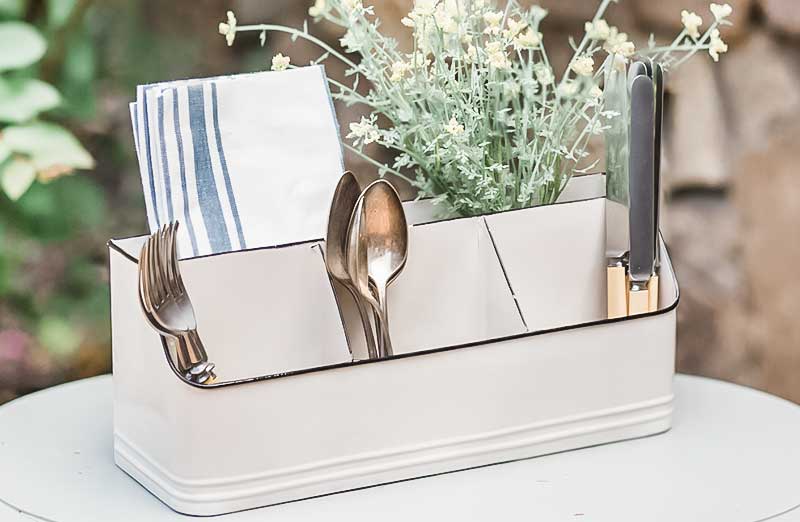 Enamel Tabletop Caddy with Five Bins