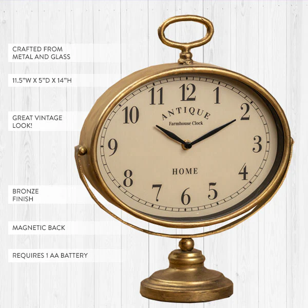 Antique Bronze Tabletop Clock