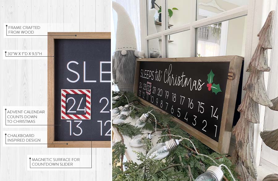 Sleeps 'til Christmas Magnetic Countdown Sign