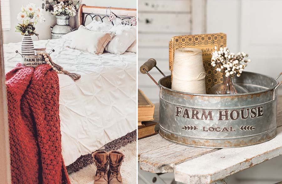 Farm House Local Round Galvanized Bin With Handles