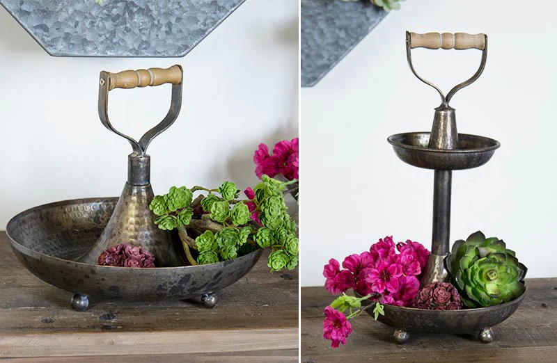 Textured Metal Bowls With Handle