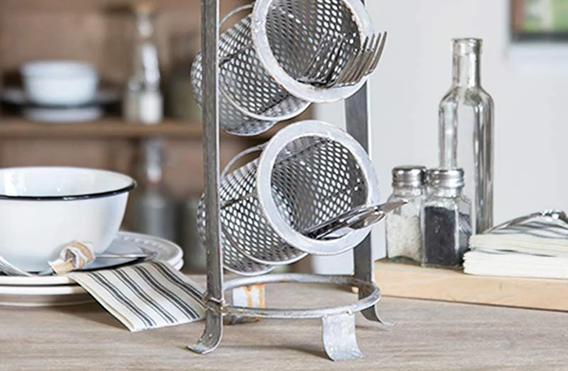 Galvanized Three Tiered Utensil Caddy