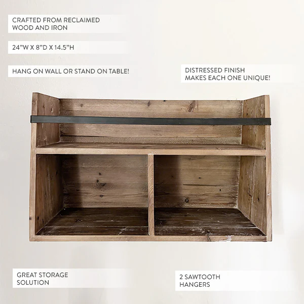 Reclaimed Wood Cubby Wall Shelf