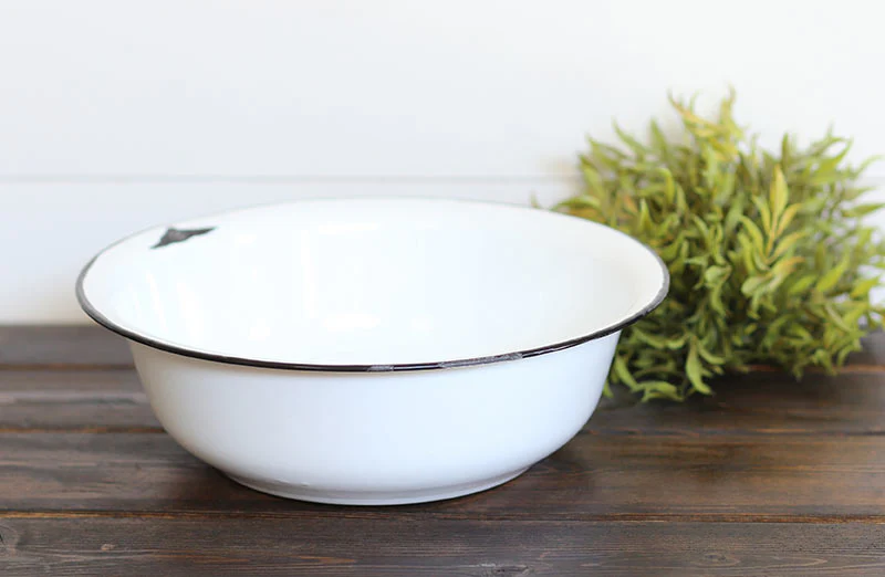 White Distressed Enamelware Basin