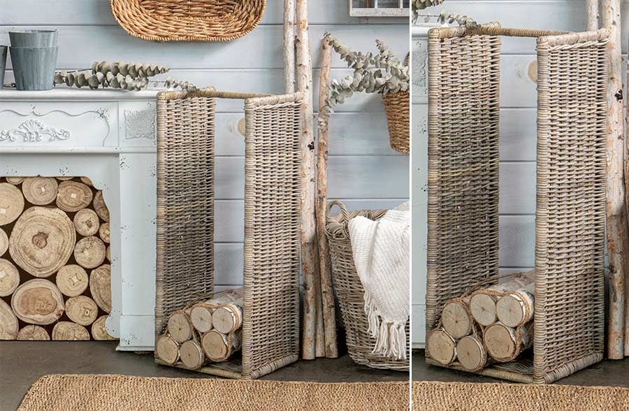Woven Rattan Firewood Holder