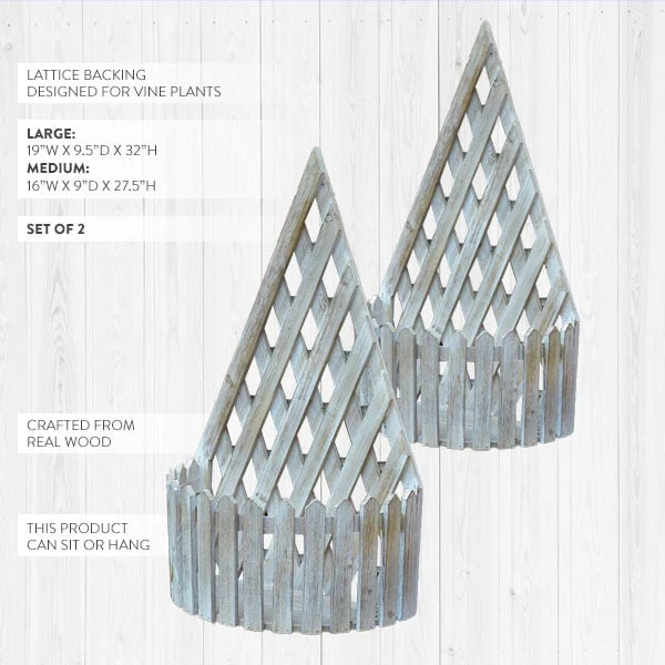 LARGE Wooden Lattice Planters, Set of 2
