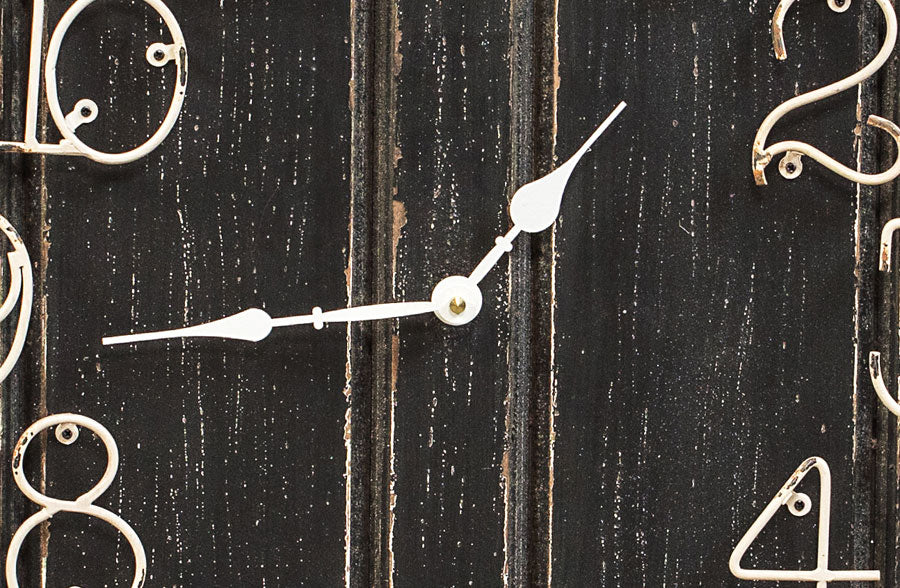 Black Wooden Door Panel Clock