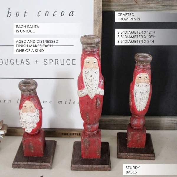 Vintage Santa Taper Candle Holders, Set of 3