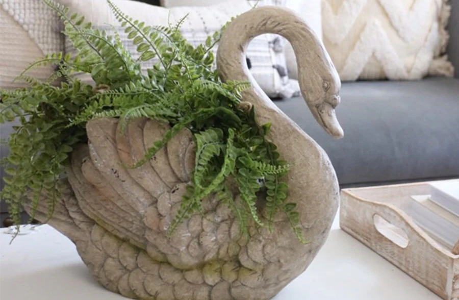 Carved Swan Planter