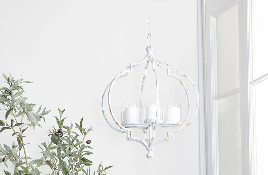 Chippy White Candle Chandelier