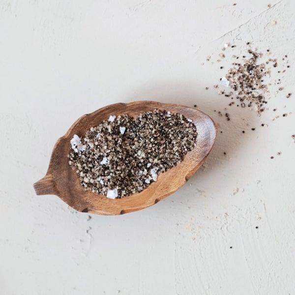 Hand-Carved Acacia Wood Leaf Shaped Tray