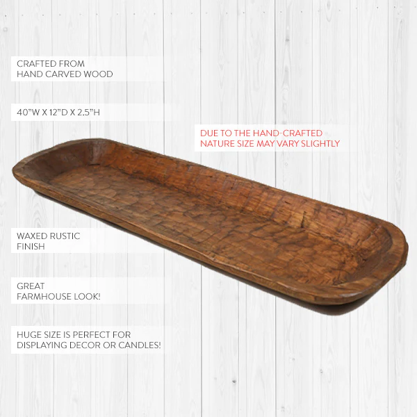 Extra Long 40 Inch Dough Bowl Platter
