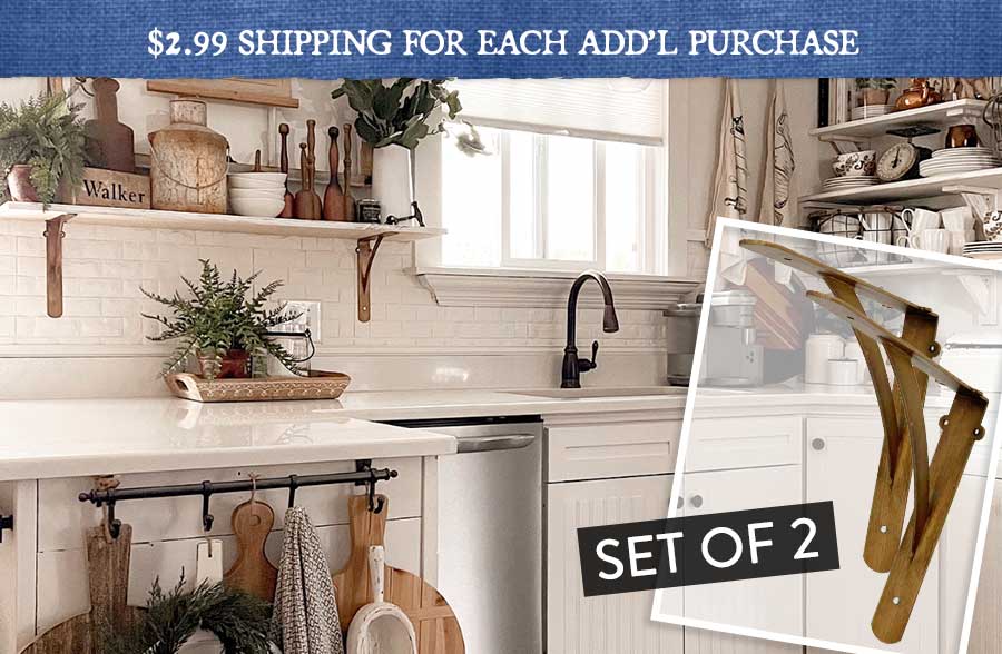 Copper Finish Iron Brackets, Set of 2