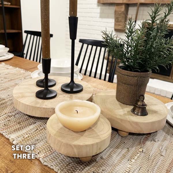 Round Wood Risers, Set of 3