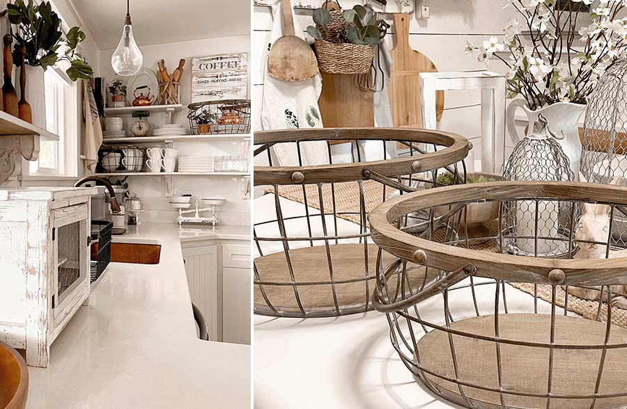 Oversized Oval Caged Baskets, Set of 2