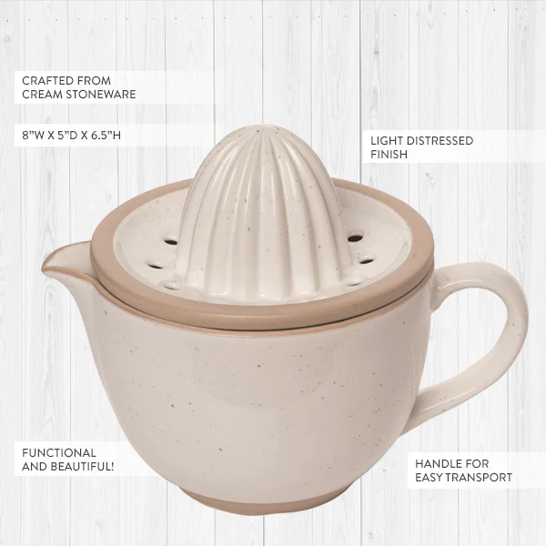 Cream Stoneware Hand Juicer