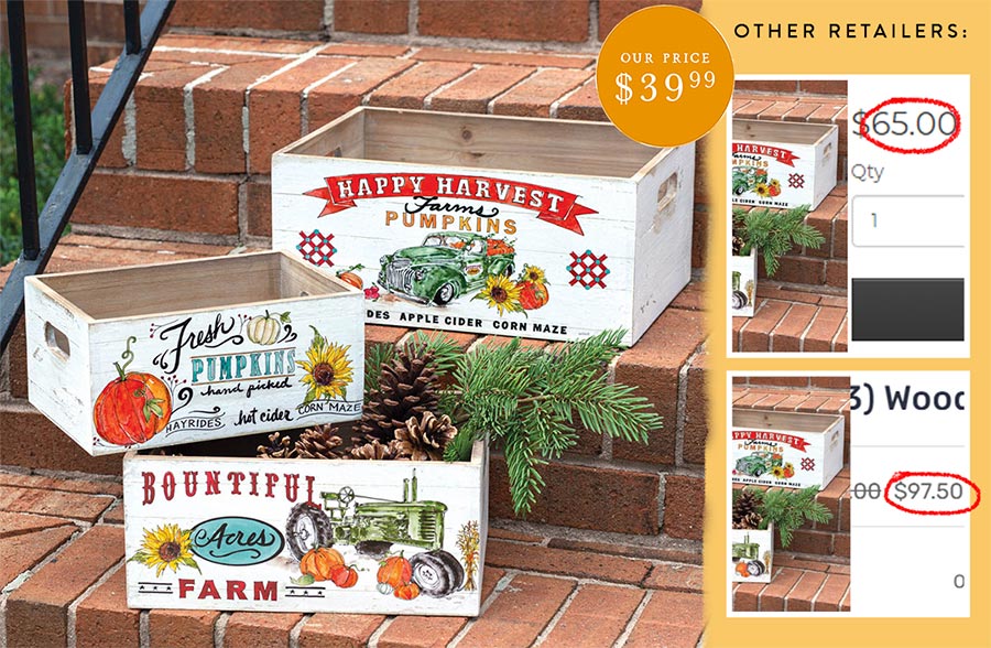 Autumn Wooden Farm Crates, Set of 3