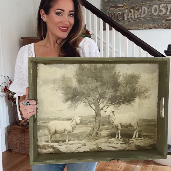 Pastoral Sheep Wood Tray