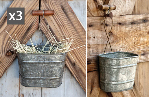 Galvanized Hanging Bucket Planter, Set Of 3