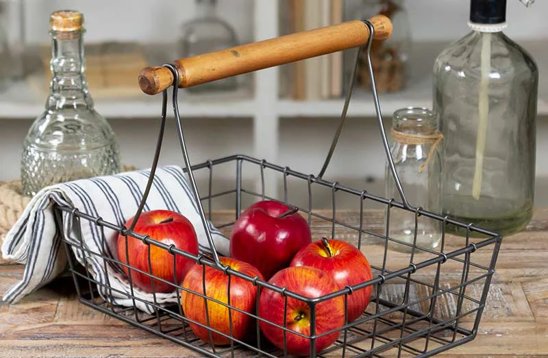 Metal Basket With Wood Handle