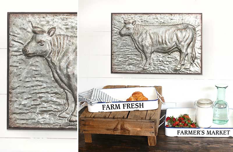 Metal Embossed Cow Frame
