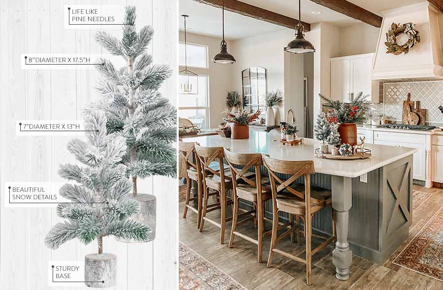 Flocked Bristle Christmas Trees, Set of 2