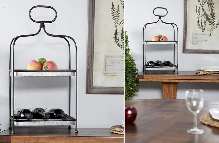 Galvanized Metal Two Tier Tray