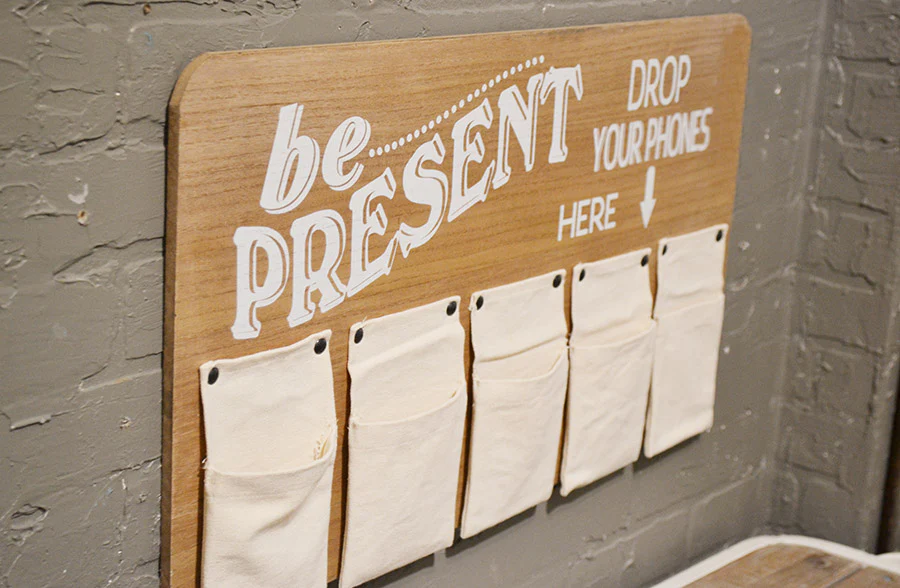 Be Present Pocket Wood Phone Holder