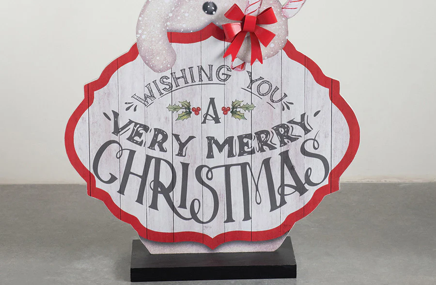 HUGE Very Merry Christmas Wood Snowman Figurine