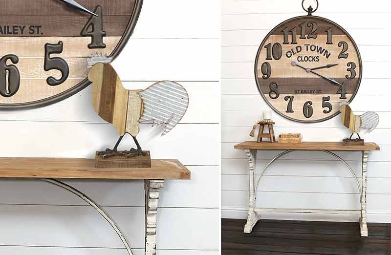 Wood and Metal Decorative Rooster