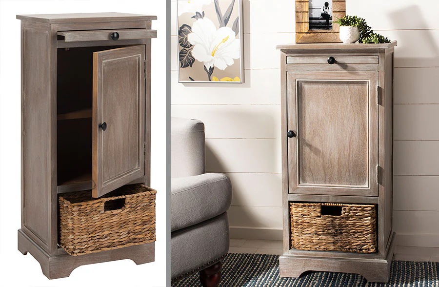 Farmhouse Wooden Cabinet with Basket