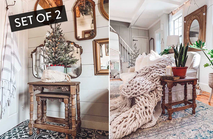 Turned Leg Victorian Nesting Tables, Set of 2