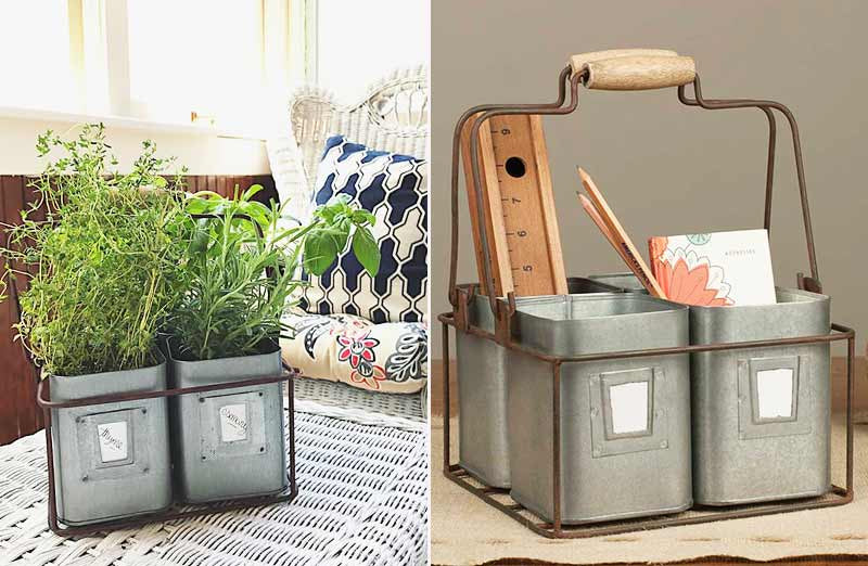 Four Tin Organizer with Handles