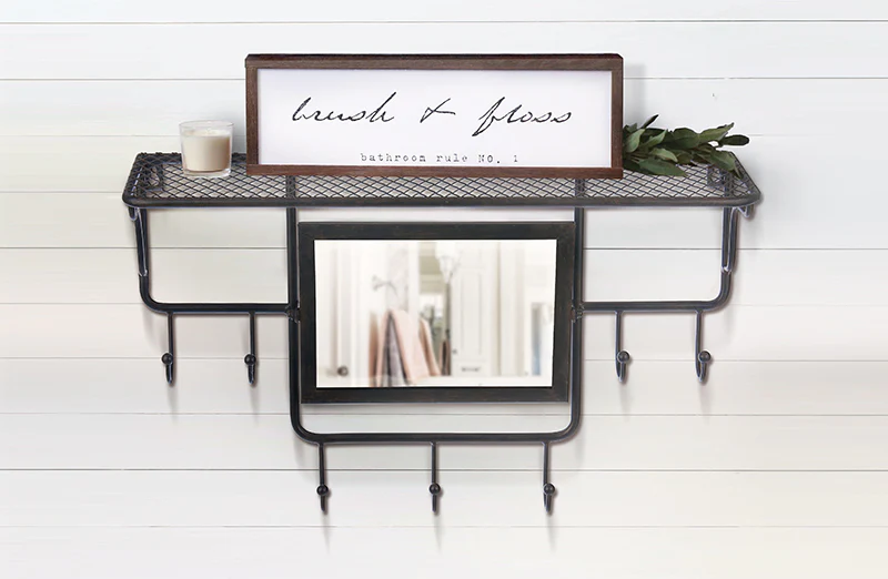 Mirror Shelf with Hooks