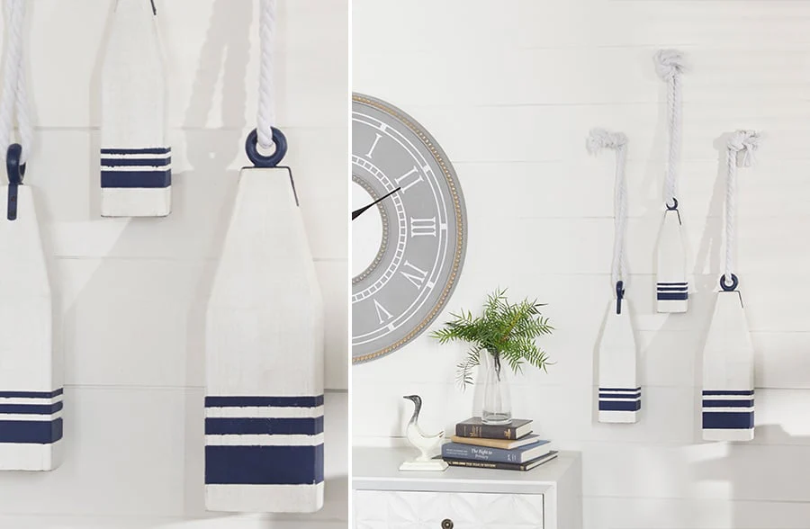 Decorative Wooden Bouys, Set of 3