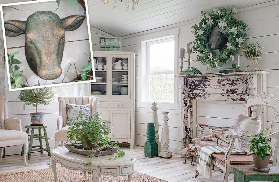 Estate Stone Wall Mount Yearling Heifer Head