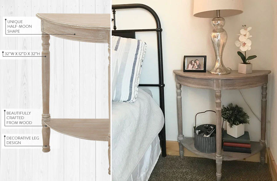 Half Round Wood Taupe Console Table