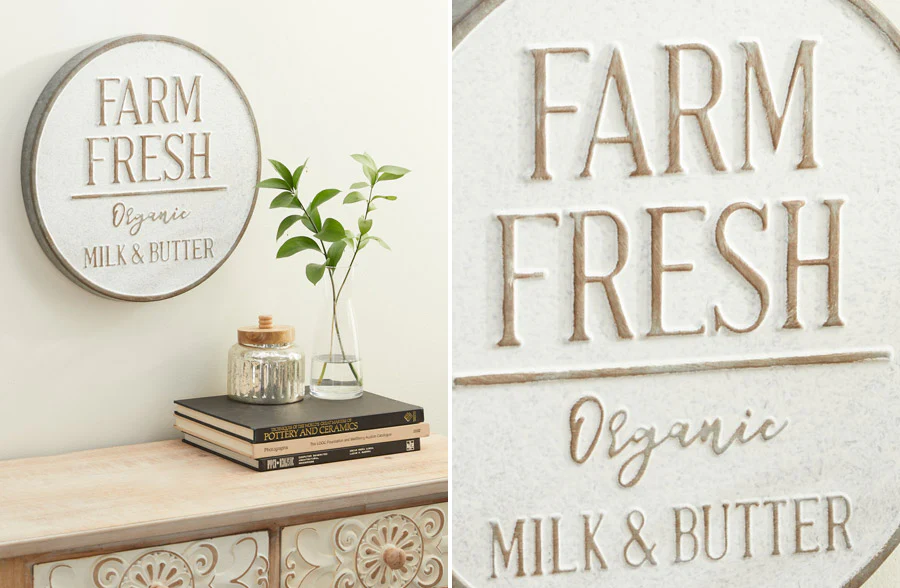 Galvanized Metal Farm Fresh Round Wall Sign