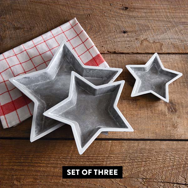 Americana Concrete Star Trays, Set of 3